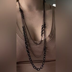Elegant Black and Brown Chain Necklace